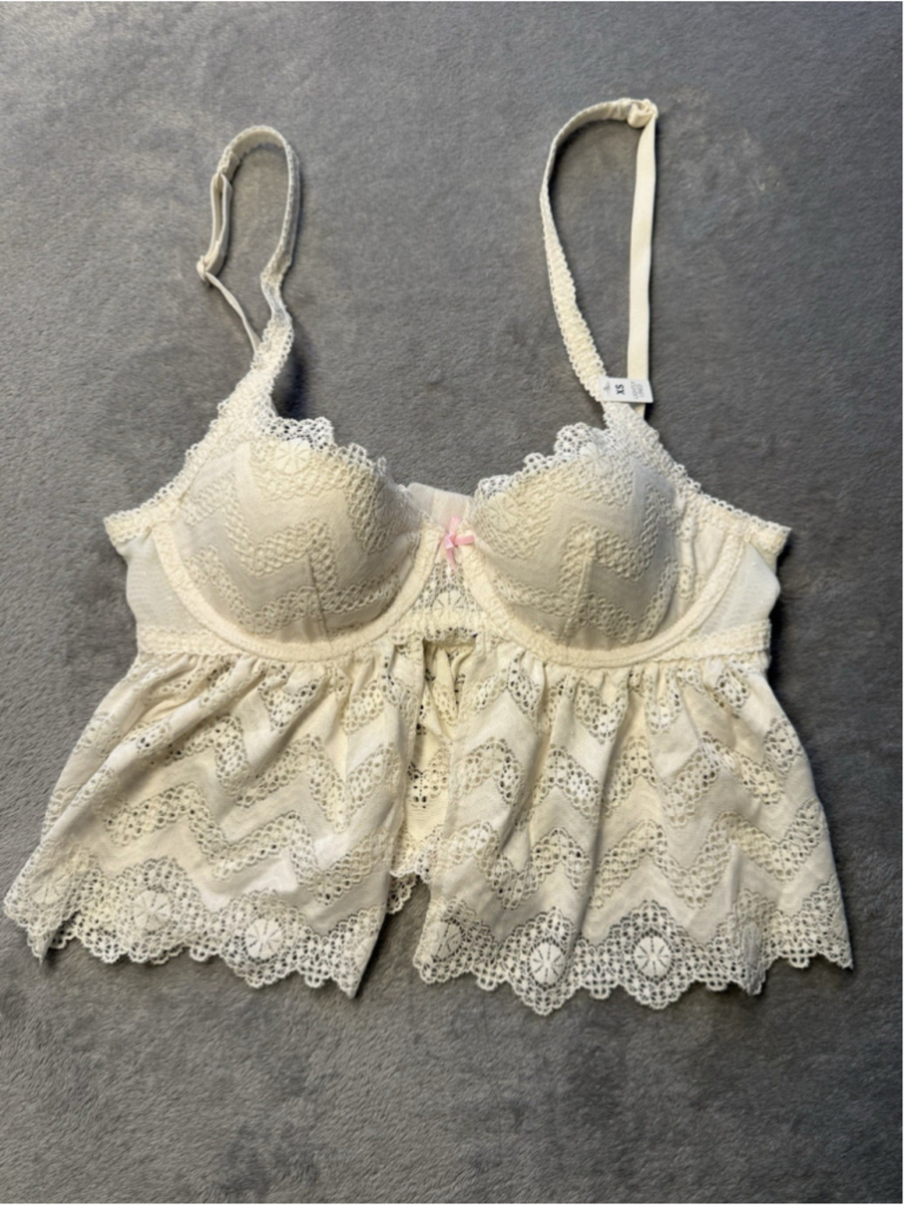 PINK White Lace Underwired Padded Bralette Bra with Adjustable Straps Size XS